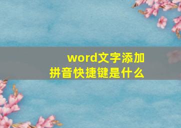 word文字添加拼音快捷键是什么