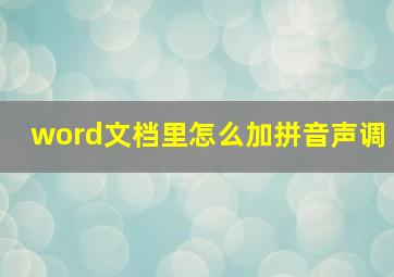 word文档里怎么加拼音声调