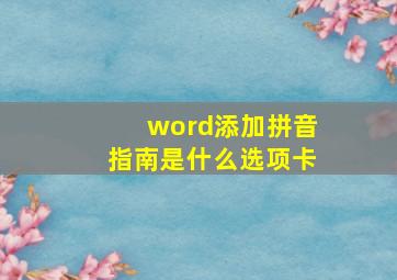 word添加拼音指南是什么选项卡