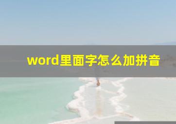 word里面字怎么加拼音