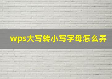 wps大写转小写字母怎么弄