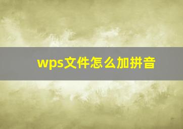 wps文件怎么加拼音