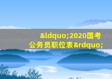 “2020国考公务员职位表”