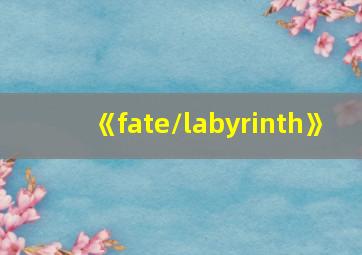 《fate/labyrinth》