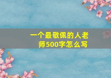 一个最敬佩的人老师500字怎么写