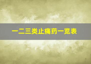 一二三类止痛药一览表