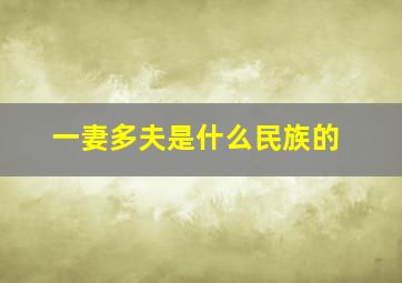 一妻多夫是什么民族的