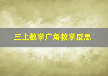 三上数学广角教学反思