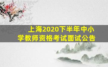 上海2020下半年中小学教师资格考试面试公告