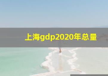 上海gdp2020年总量