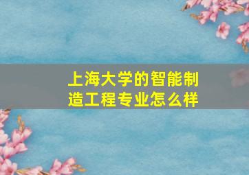 上海大学的智能制造工程专业怎么样