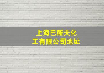 上海巴斯夫化工有限公司地址