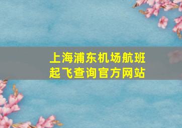 上海浦东机场航班起飞查询官方网站