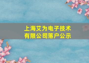 上海艾为电子技术有限公司落户公示