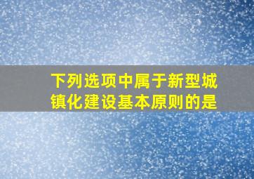 下列选项中属于新型城镇化建设基本原则的是