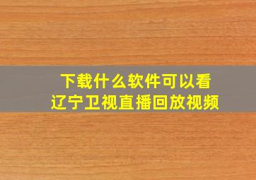 下载什么软件可以看辽宁卫视直播回放视频