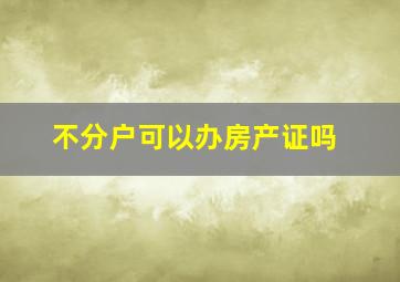 不分户可以办房产证吗