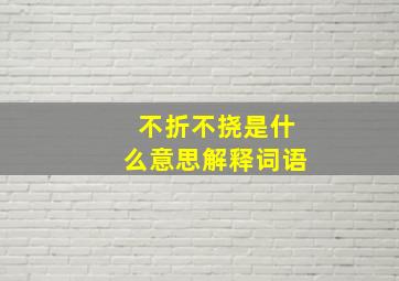 不折不挠是什么意思解释词语