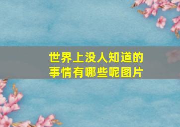 世界上没人知道的事情有哪些呢图片