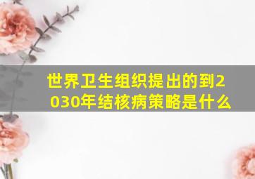 世界卫生组织提出的到2030年结核病策略是什么