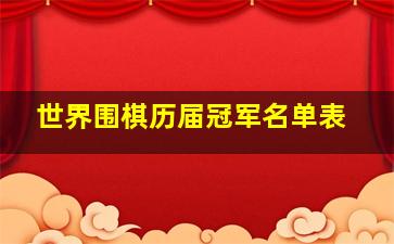 世界围棋历届冠军名单表