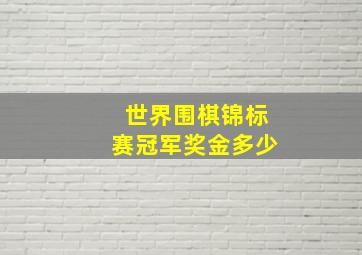 世界围棋锦标赛冠军奖金多少