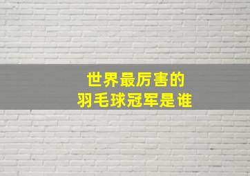 世界最厉害的羽毛球冠军是谁