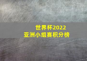 世界杯2022亚洲小组赛积分榜