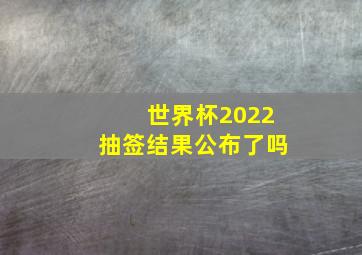 世界杯2022抽签结果公布了吗