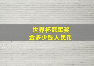 世界杯冠军奖金多少钱人民币