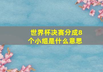 世界杯决赛分成8个小组是什么意思