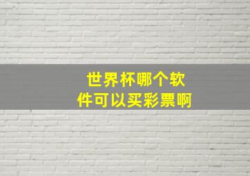 世界杯哪个软件可以买彩票啊