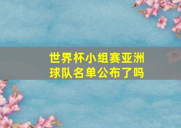 世界杯小组赛亚洲球队名单公布了吗