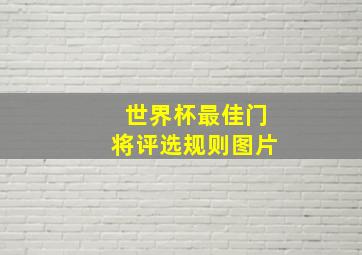 世界杯最佳门将评选规则图片