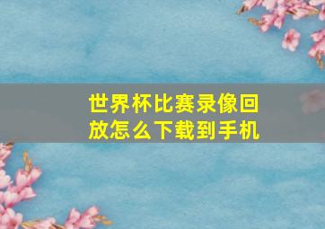 世界杯比赛录像回放怎么下载到手机