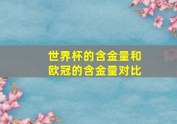 世界杯的含金量和欧冠的含金量对比