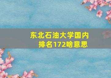 东北石油大学国内排名172啥意思