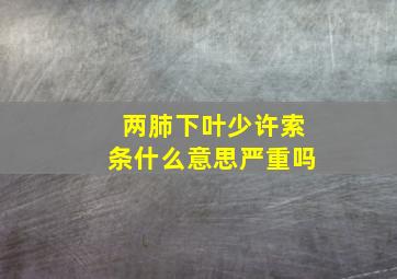 两肺下叶少许索条什么意思严重吗