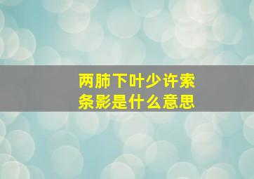 两肺下叶少许索条影是什么意思