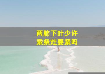 两肺下叶少许索条灶要紧吗