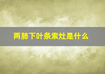 两肺下叶条索灶是什么