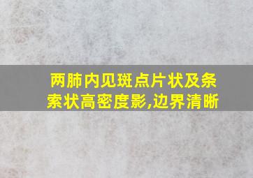 两肺内见斑点片状及条索状高密度影,边界清晰