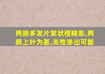 两肺多发片絮状模糊影,两肺上叶为甚,炎性渗出可能