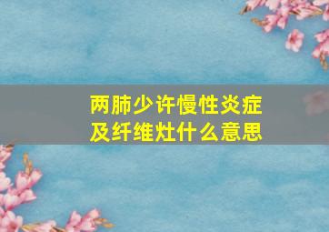 两肺少许慢性炎症及纤维灶什么意思