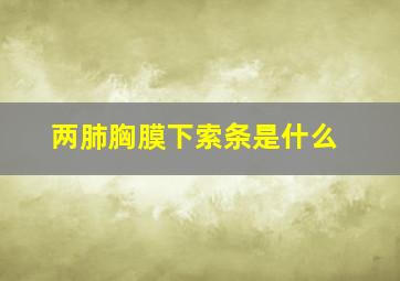 两肺胸膜下索条是什么