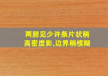 两肺见少许条片状稍高密度影,边界稍模糊