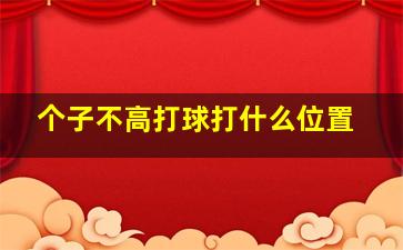 个子不高打球打什么位置