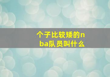 个子比较矮的nba队员叫什么