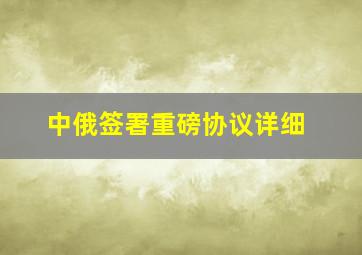 中俄签署重磅协议详细