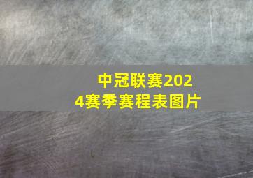 中冠联赛2024赛季赛程表图片